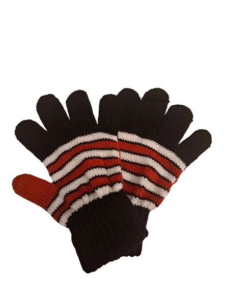 Kışlık Erkek Çocuk Eldiveni Kırmızı Siuyah 4-8 Yaş ürün görseli 1