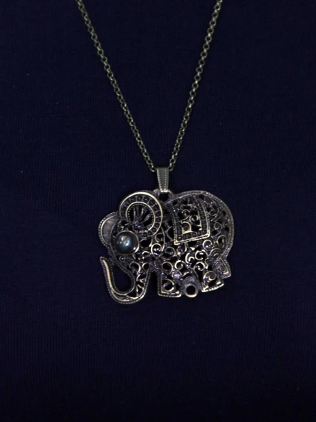 Doğal Taş Labradorit Doğal Taşlı Fil Modelli Antik Kadın Kolye euk43lbt ürün görseli