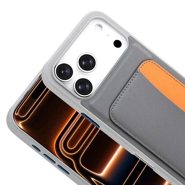 iPhone 17 Pro Max Kılıf Kartlıklı X-Kart Silikon Kapak - Resim 7