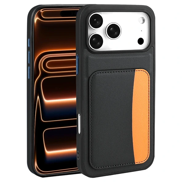 iPhone 17 Pro Max Kılıf Kartlıklı X-Kart Silikon Kapak - Resim 5