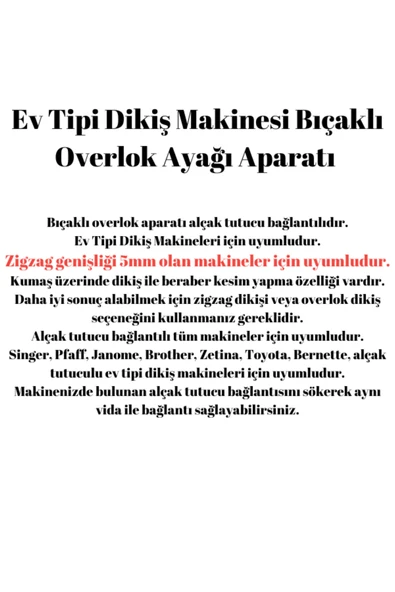 Set Dikiş Makineleri Bıçaklı Overlok Ayağı - Resim 2