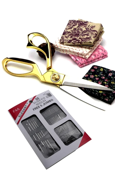 Taksun Profesyonel Kumaş Ve Terzi Makası Paslanmaz Çelik 25 Cm 55 Adet Dikiş Iğne Seti Hediye ürün görseli