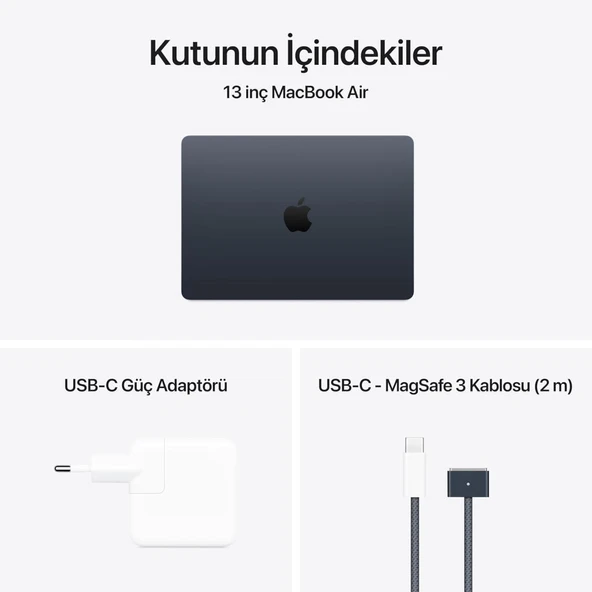 MacBook Air M4 16 GB 256 GB SSD 13.6" MW123TU/A Gece Yarısı Teşhir (Açıklamayı Okuyunuz) - 3