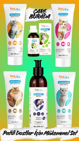 Patili Dost Seti (Balık Yağı, B Comlex Drop, Glukozamin & Multi & Anti Hair Loss & Kitten Paste) ürün görseli