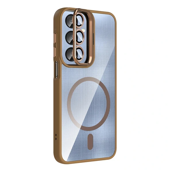 Galaxy A56 Kılıf Standlı ve Kamera Lens Hediyeli Zore Etro Kapak - Resim 4