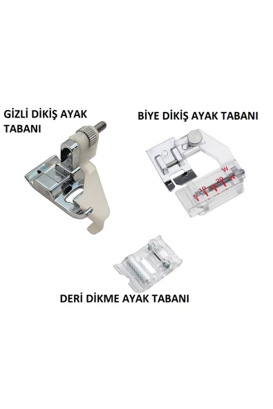 Singer Safety SİNGER BEKO Uyumlu ZETİNA JANOME DİKİŞ MAKİNESİ( BİYE -DERİ-GİZLİ DİKİŞ AYAK SETİ 3 ADET AYAK ürün görseli