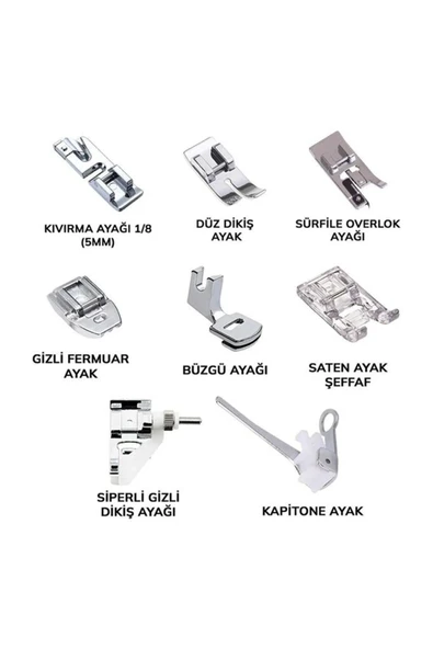 BEM Ev Tipi Aile 8 Parça Ayak Seti Dikiş Makine - Resim 2