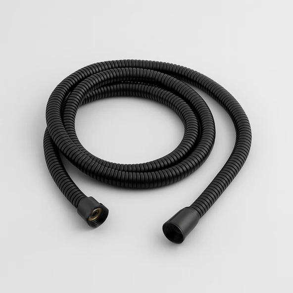 Siyah Sürgülü Duş Seti Kare Başlıklı Düğmeli El Duşu Hortumu Tutacağıyla Modern Lüks Banyo Takımı - Resim 5