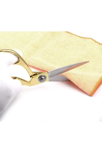 Janissary Kumaş, Deri, Kot Kesim 21cm Altın Sarısı Profesyonel Terzi Makası - Resim 4
