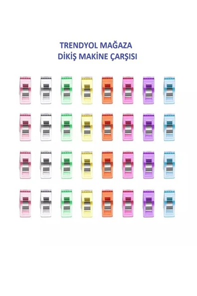 Bluemix Dikiş Makine Çarşısı Singer Beko Zetina Bındallı Janome 32 Adet Renkli Kumaş Mandalları (32 Adet) ürün görseli