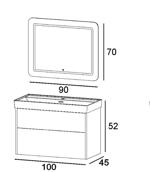 Denko Forever 100 cm (Beyaz) Banyo Dolabı (Alt Modül Lavabo) - Resim 3