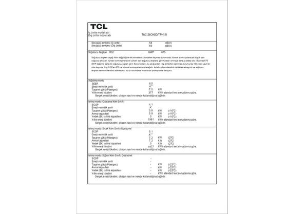 TCL BreezeIN TAC-24CHSD/TPH11I A++ 24000 BTU Inverter Duvar Tipi Klima - Resim 3