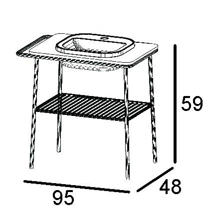 Denko Perast 95 cm (Siyah) Banyo Dolabı Alt Modül Lavabo - Resim 3