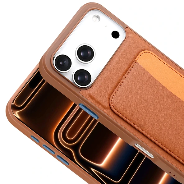 iPhone 17 Pro Max Kılıf Kartlıklı X-Kart Silikon Kapak - Resim 11