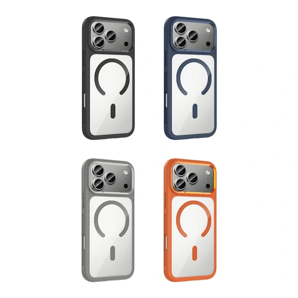 iPhone 17 Pro Kılıf M-Safe Şarj Özellikli Metal Kamera Çerçeveli Tiko Kapak - Resim 10