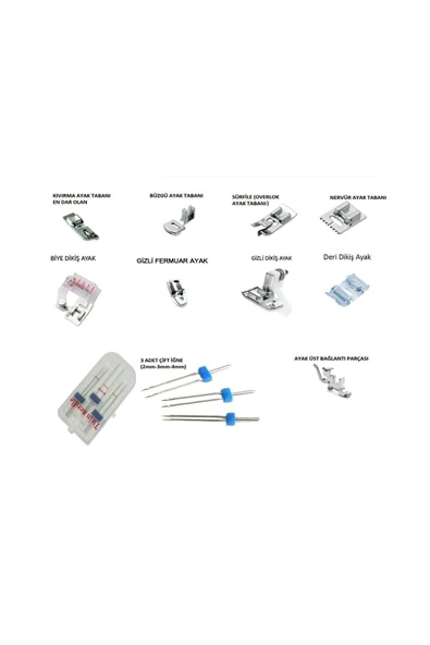 Singer Safety Singer Beko Zetina 8 çeşit bir ayak tutucu ve bir paket çift iğne seti ürün görseli