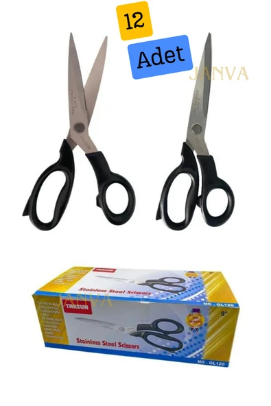 Janva 12 Adet Taksun Model Gl120 Terzi Kumaş Makası 23cm 9inç Makas Kaliteli Orijinal Kumaş Kot Paça Keser ürün görseli