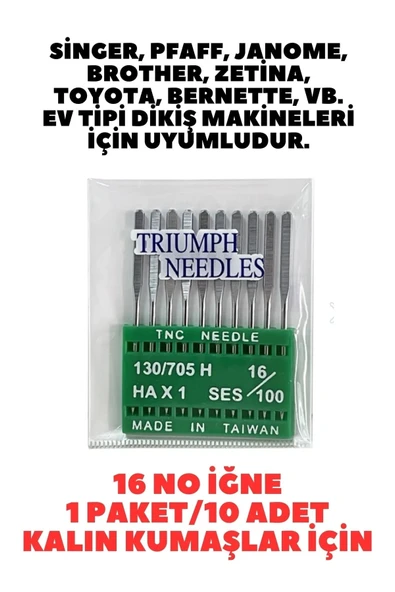 sewking Singer Beko Zetina Janome Uyumlu Dikiş Makine Iğnesi (12-14-16 Numara -30 Adet Iğne) 3 Paket - Resim 2
