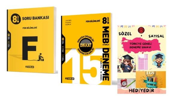 HIZ YAYINLARI 8. SINIF FEN BİLİMLERİ SORU BANKASI ve 15 Lİ DENEME - Hediyeli ürün görseli