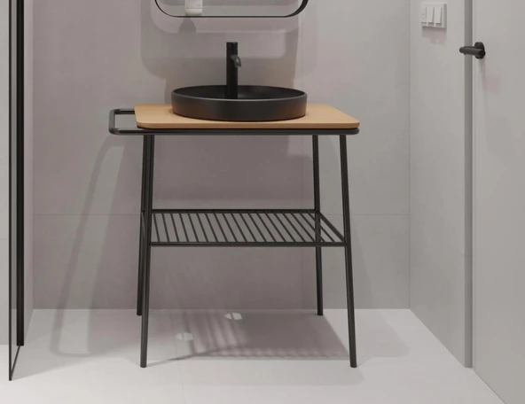 Denko Perast 95 cm (Siyah) Banyo Dolabı Takımı - Resim 2