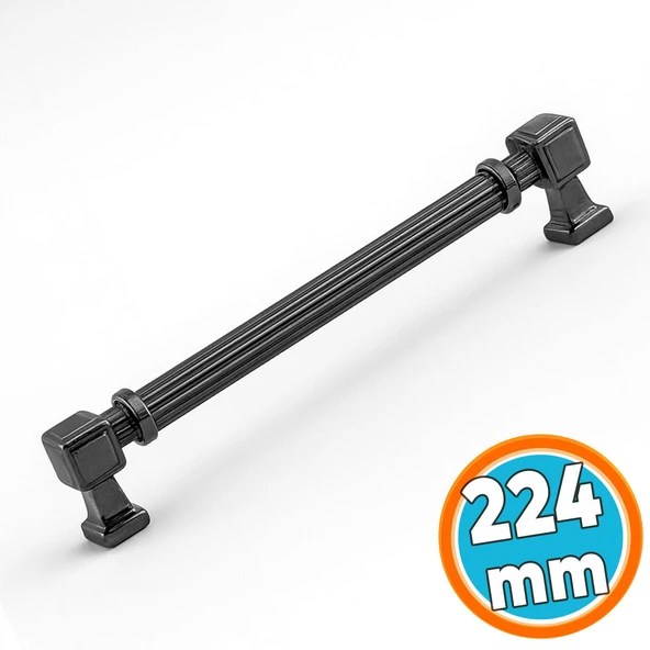 Mobilya Çekmece Mutfak Dolabı Dolap Kulpları Kulb 22.4 cm 224 mm Çizgili Füme Metal Kulp ürün görseli
