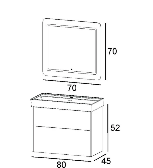 Denko Forever 80 cm (Antrasit) Banyo Dolabı (Alt Modül Lavabo) - Resim 3