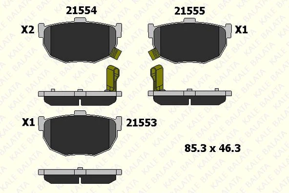 Kia Arka Fren Balatası Hyundaı Elantra 1996-2006 Kia Cerato 2004-> - Kale B 21553 140 05 Ans
