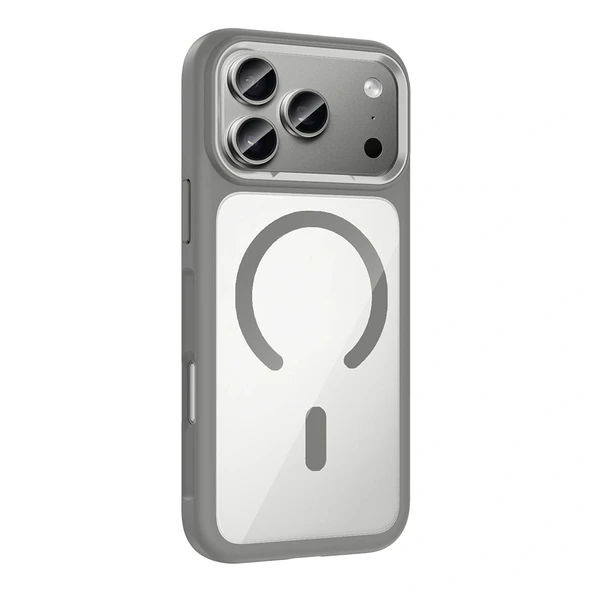 iPhone 17 Pro Kılıf M-Safe Şarj Özellikli Metal Kamera Çerçeveli Tiko Kapak - Resim 5