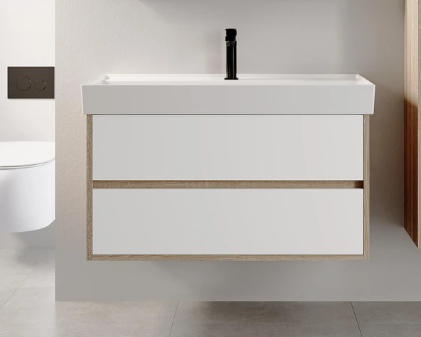 Denko Forever 100 cm (Beyaz) Banyo Dolabı Takımı - Resim 2