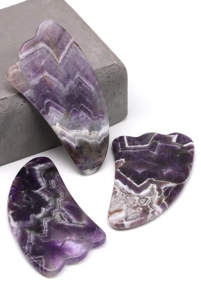 Ametist Doğal Taş Gua Sha Yüz Masaj Taşı - Resim 2