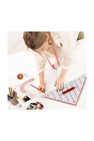 DIGERUI Geoderik Üçgen Cetvel Gemici Cetveli Tekstil Cetveli Modelist Cetveli 32 cm - Resim 8