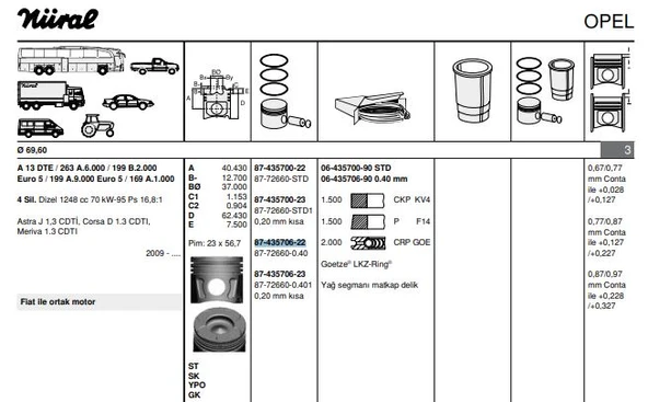 Psa Motor Piston+segmanı Start-Stop Motor Astra J Corsa D Meriva 1.3 Cdti Astra J Corsa D Meriva 1.3 D M - Goetze 8772660040000g ürün görseli 1