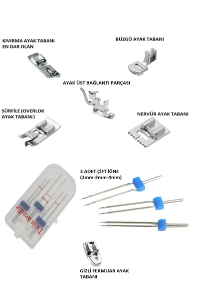 Singer Safety SİNGER BEKO ZETİNA ALTILI AYAK SETİ VE ÜÇLÜ ÇİFT İĞNE SETİ BERABER GÖNDERİLECEKTİR ürün görseli