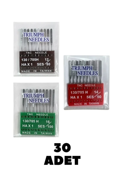 sewking Singer Beko Zetina Janome Uyumlu Dikiş Makine Iğnesi (12-14-16 Numara -30 Adet Iğne) 3 Paket ürün görseli