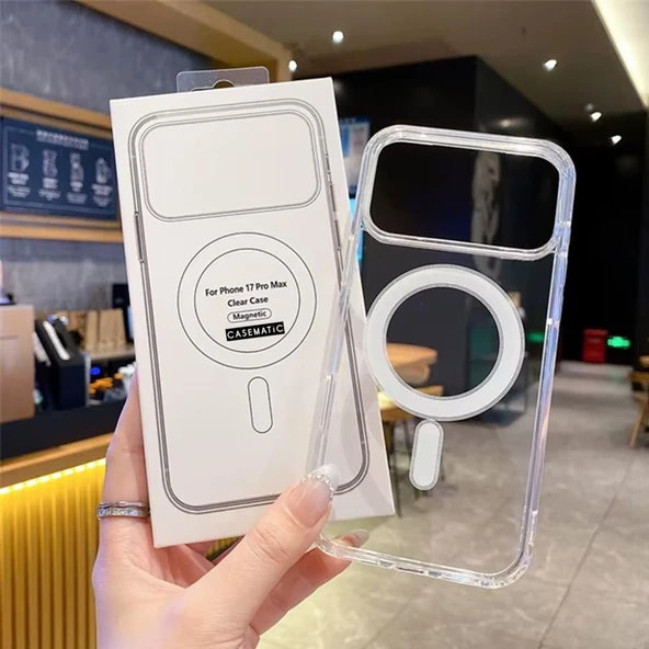 Apple Iphone 17 Uyumlu Magsafe Wireless Kablosuz Şarj Destekli Şeffaf Sert Koruma Kapak
