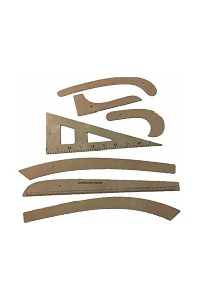 İşkur Makina 7 Parça Terzi-modelist-tekstil Plastik Cetvel Riga Gönye Takımı ürün görseli