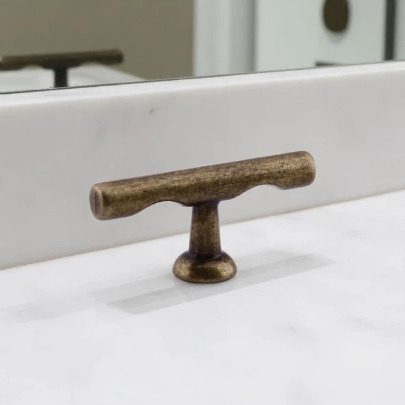 Metal Kulp Düğme Mobilya Çekmece Mutfak Dolabı Dolap Modern Kapak Kulpları Tepsi Eskitme Antik Sarı - Resim 4