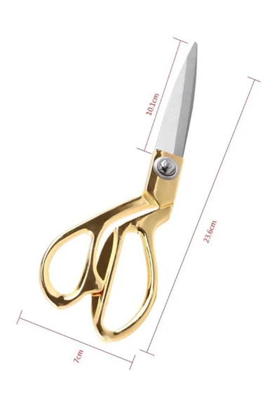 Janissary Kumaş, Deri, Kot Kesim 24cm Altın Sarısı Profesyonel Terzi Makası - Resim 3