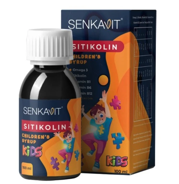 Senkavit Kids Sitikolin + Omega 3 + Vitamin B1 B6 B12 İçeren 100 ml Şurup ürün görseli