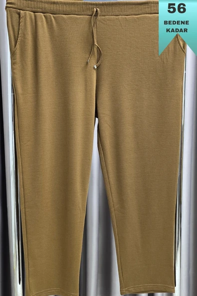 Kadın Tesettür Giyim Büyük Beden Fitilli Örme Pantolon ürün görseli 1