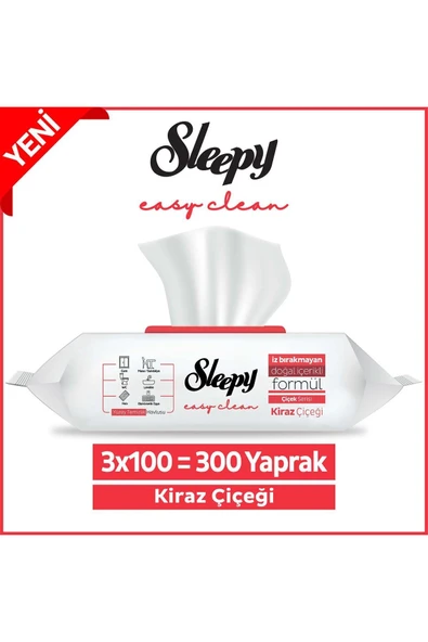 SLEEPY Sleepy Easy Clean Kiraz Çiçeği Yüzey Temizlik Havlusu&mendili 3x100 (300 YAPRAK) ürün görseli