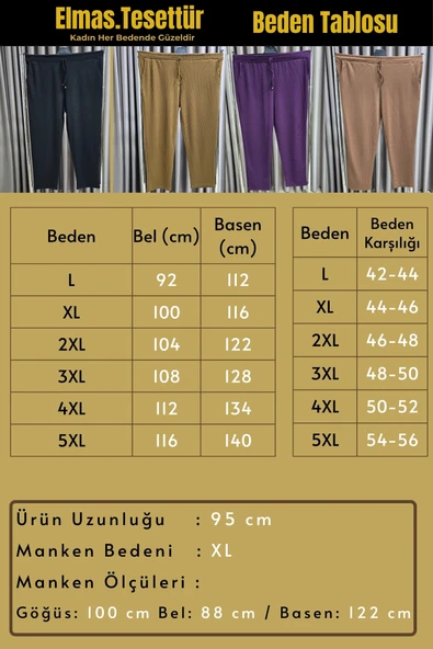 Kadın Tesettür Giyim Büyük Beden Fitilli Örme Pantolon - Resim 3