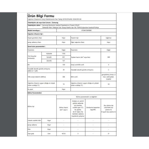 Samsung RT58K704RWW/TR 588 Lt Üstten Donduruculu No-Frost Buzdolabı, İkili Soğutma, Wi-Fi - 5