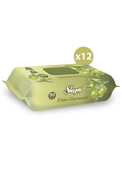 SLEEPY Sleepy Doğal Zeytinyağlı Ve Pamuklu Islak Bebek Havlusu 12x90 (1080 YAPRAK) - Resim 2