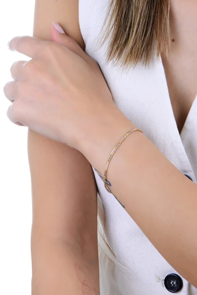 Gümüş altın rose ve rodyumlu renkli italyan bileklik SGTL12942RENKLI - Resim 2