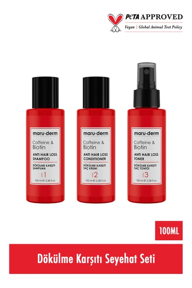 Maruderm Saç Dökülme Karşıtı Seyahat Boy Bakım Seti 3’lü (100ML X 3) | Sülfatsız | Tuzsuz | Vegan - 2