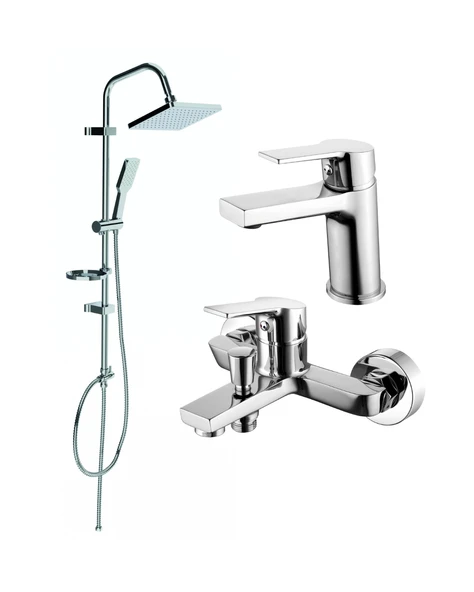 Creavit Luna Lavabo Banyo Batarya Seti ve SH630 Tepe Duş Seti Krom ürün görseli