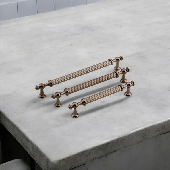 Mobilya Çekmece Mutfak Dolabı Dolap Kulpları Kulpu Kulpları Çizgili Bronz Metal Kulp 160 mm - 3