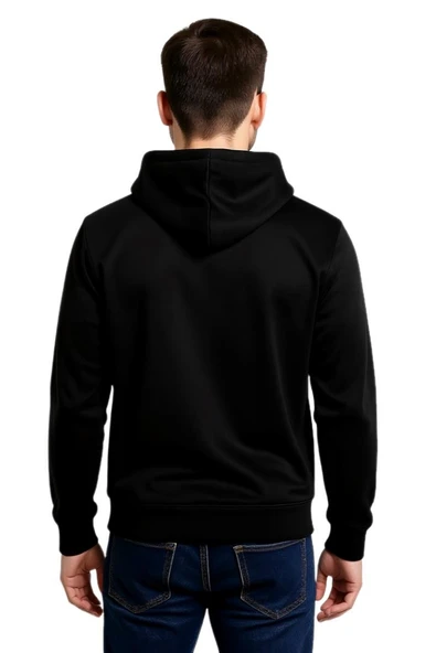 Erkek Kapüşonlu Fermuarlı Siyah Sweatshirt BGL-ST04790 - Resim 4