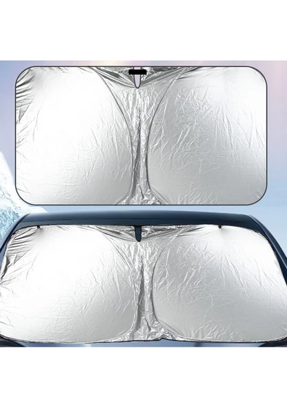 Cbtx Araba Güneşliği Yaz Ön Cam Güneş Koruyucu Isı Yalıtımı Katlanır Araba Güneşlik Perdesi 145x70 Cm Titanyum Gümüş - 8